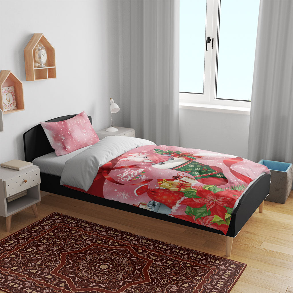 Pink Galah Cockatoo Christmas Australia Bedding Set Aussie Xmas Sock Coquette Bow