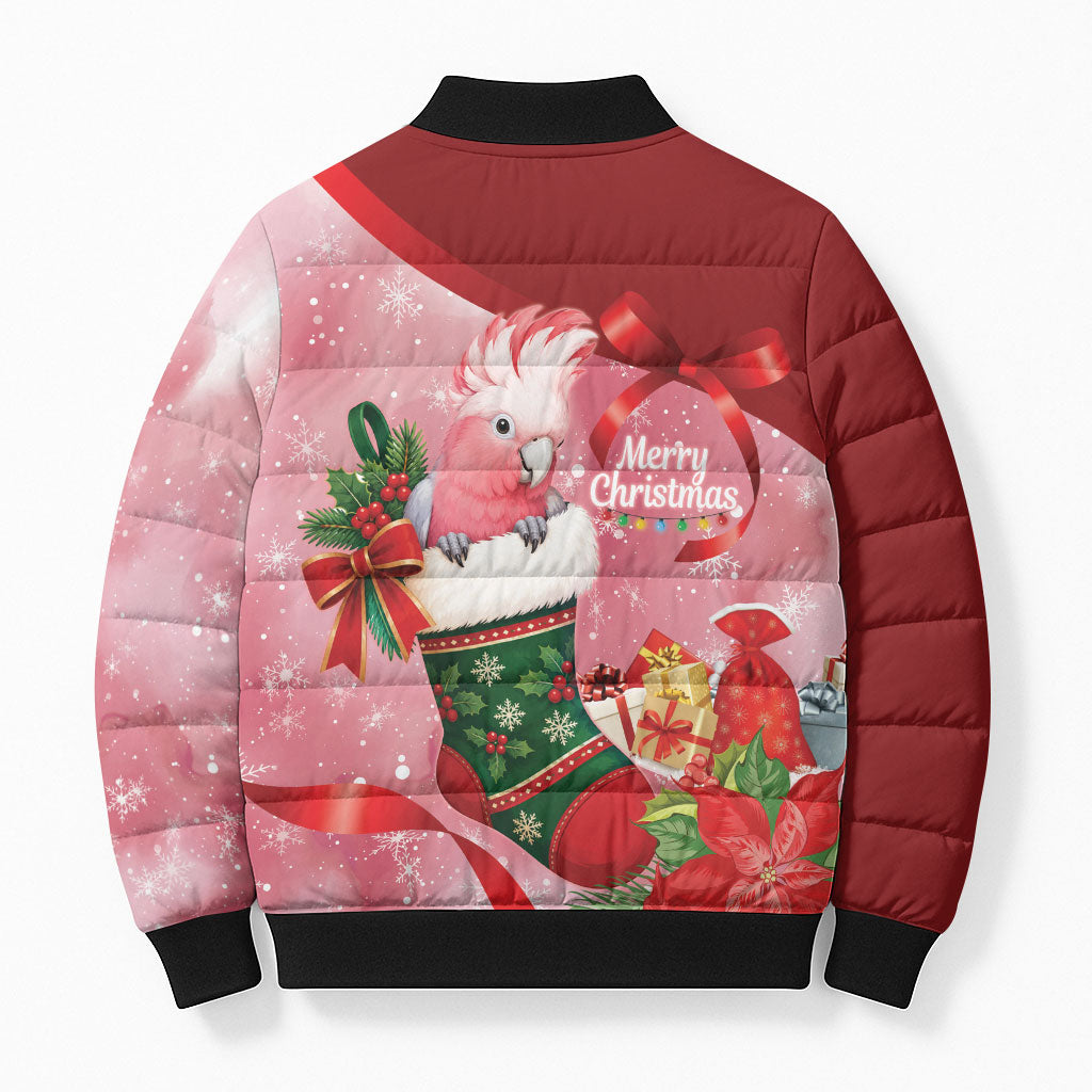 Pink Galah Cockatoo Christmas Australia Bomber Puffer Jacket Aussie Xmas Sock Coquette Bow