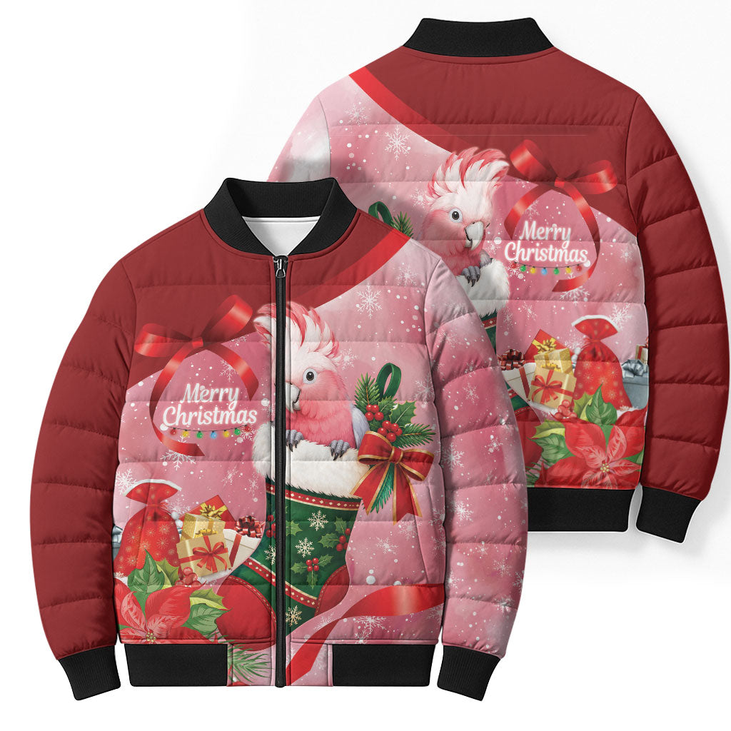 Pink Galah Cockatoo Christmas Australia Bomber Puffer Jacket Aussie Xmas Sock Coquette Bow
