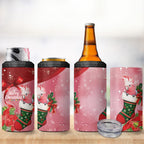 Pink Galah Cockatoo Christmas Australia 4 in 1 Can Cooler Tumbler Aussie Xmas Sock Coquette Bow