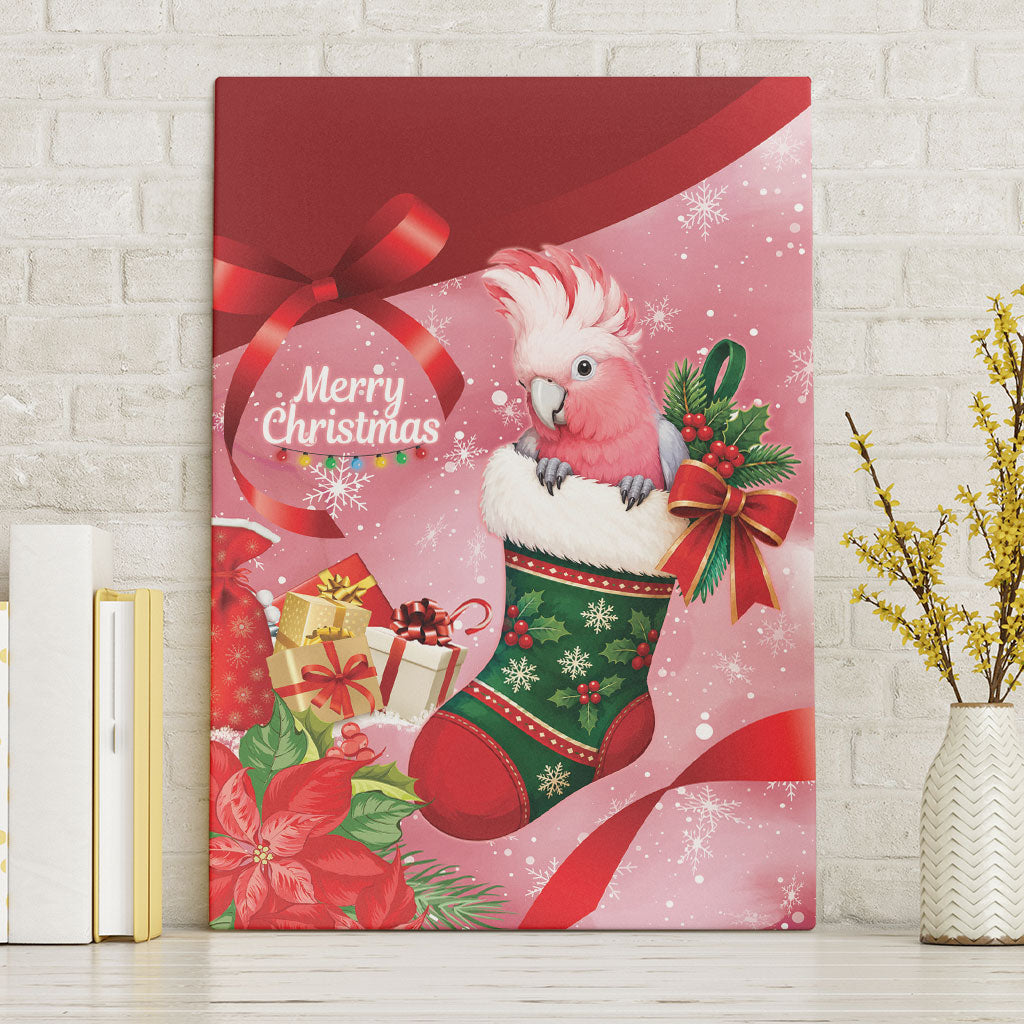 Pink Galah Cockatoo Christmas Australia Canvas Wall Art Aussie Xmas Sock Coquette Bow