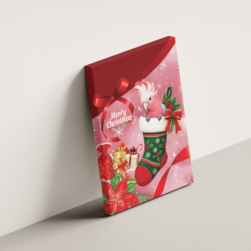 Pink Galah Cockatoo Christmas Australia Canvas Wall Art Aussie Xmas Sock Coquette Bow