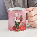 Pink Galah Cockatoo Christmas Australia Ceramic Mug Aussie Xmas Sock Coquette Bow
