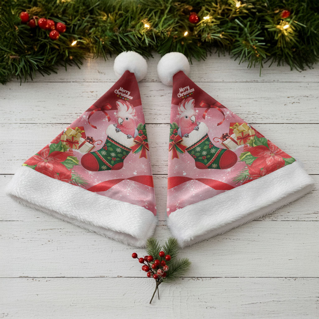 Pink Galah Cockatoo Christmas Australia Christmas Santa Hat Aussie Xmas Sock Coquette Bow