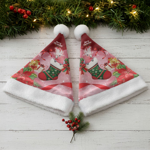 Pink Galah Cockatoo Christmas Australia Christmas Santa Hat Aussie Xmas Sock Coquette Bow
