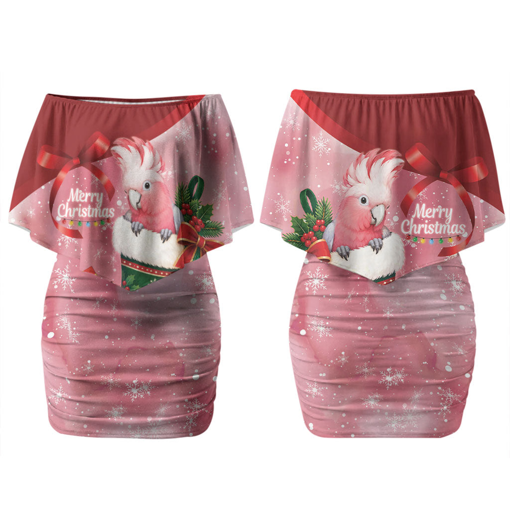 Pink Galah Cockatoo Christmas Australia Couples Matching Off Shoulder Short Dress and Hawaiian Shirt Aussie Xmas Sock Coquette Bow