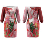 Pink Galah Cockatoo Christmas Australia Couples Matching Off The Shoulder Long Sleeve Dress and Long Sleeve Button Shirt Aussie Xmas Sock Coquette Bow