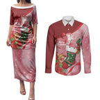 Pink Galah Cockatoo Christmas Australia Couples Matching Puletasi and Long Sleeve Button Shirt Aussie Xmas Sock Coquette Bow