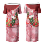 Pink Galah Cockatoo Christmas Australia Couples Matching Puletasi and Long Sleeve Button Shirt Aussie Xmas Sock Coquette Bow
