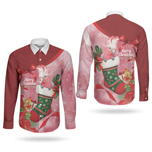 Pink Galah Cockatoo Christmas Australia Couples Matching Short Sleeve Bodycon Dress and Long Sleeve Button Shirt Aussie Xmas Sock Coquette Bow