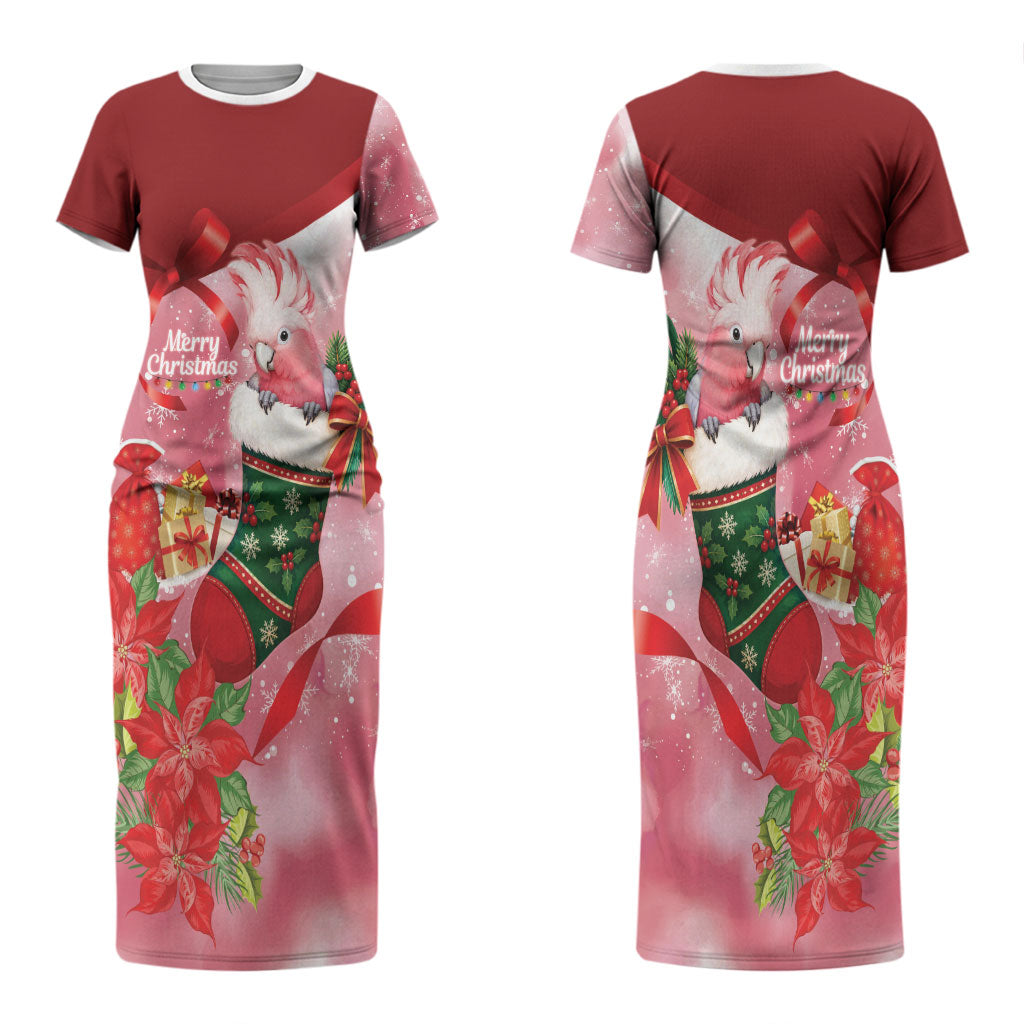 Pink Galah Cockatoo Christmas Australia Couples Matching Short Sleeve Bodycon Dress and Long Sleeve Button Shirt Aussie Xmas Sock Coquette Bow