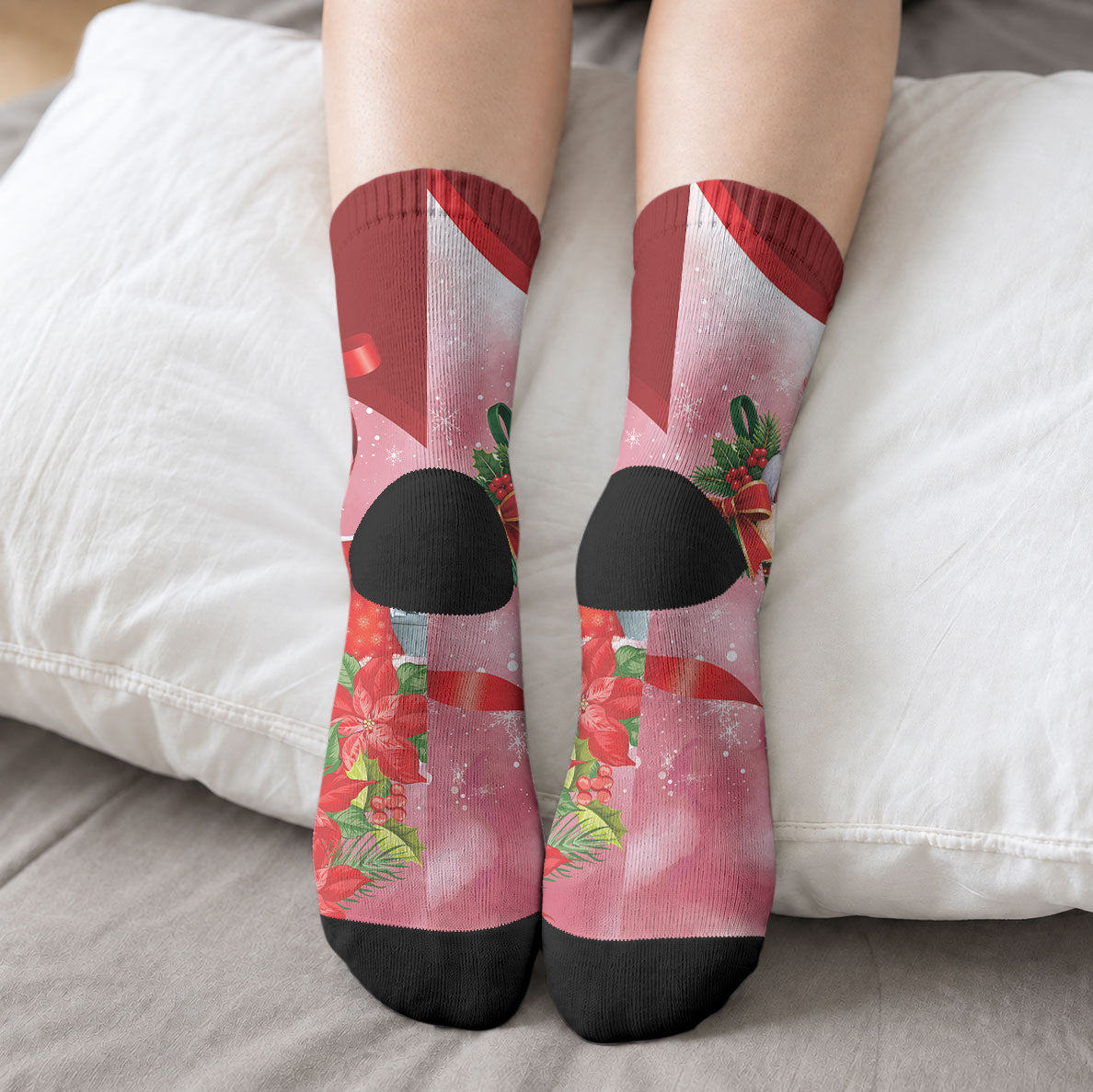 Pink Galah Cockatoo Christmas Australia Crew Socks Aussie Xmas Sock Coquette Bow