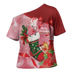 Pink Galah Cockatoo Christmas Australia Cross Shoulder Shirt Aussie Xmas Sock Coquette Bow