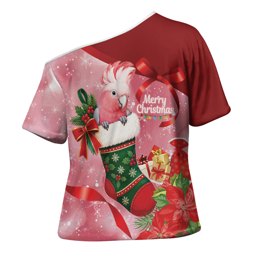 Pink Galah Cockatoo Christmas Australia Cross Shoulder Shirt Aussie Xmas Sock Coquette Bow