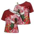 Pink Galah Cockatoo Christmas Australia Cross Shoulder Shirt Aussie Xmas Sock Coquette Bow