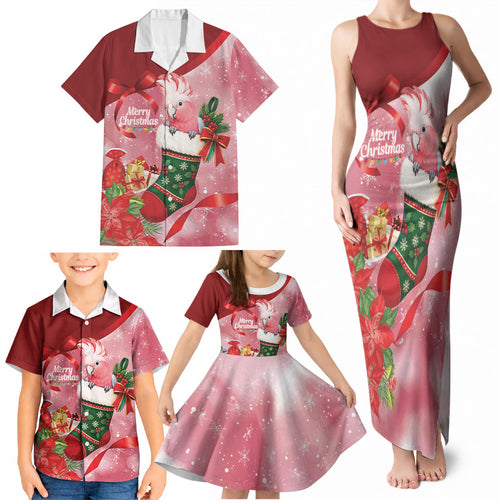 Pink Galah Cockatoo Christmas Australia Family Matching Tank Maxi Dress and Hawaiian Shirt Aussie Xmas Sock Coquette Bow