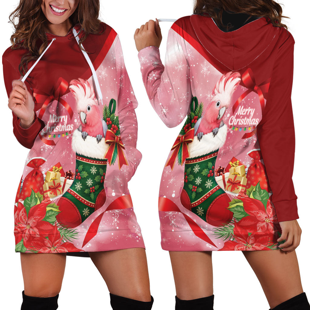 Pink Galah Cockatoo Christmas Australia Hoodie Dress Aussie Xmas Sock Coquette Bow