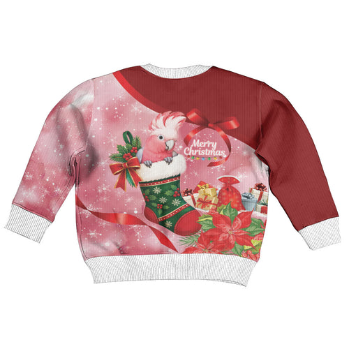 Pink Galah Cockatoo Christmas Australia Kid Ugly Christmas Sweater Aussie Xmas Sock Coquette Bow
