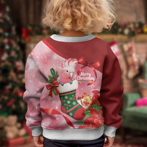 Pink Galah Cockatoo Christmas Australia Kid Ugly Christmas Sweater Aussie Xmas Sock Coquette Bow