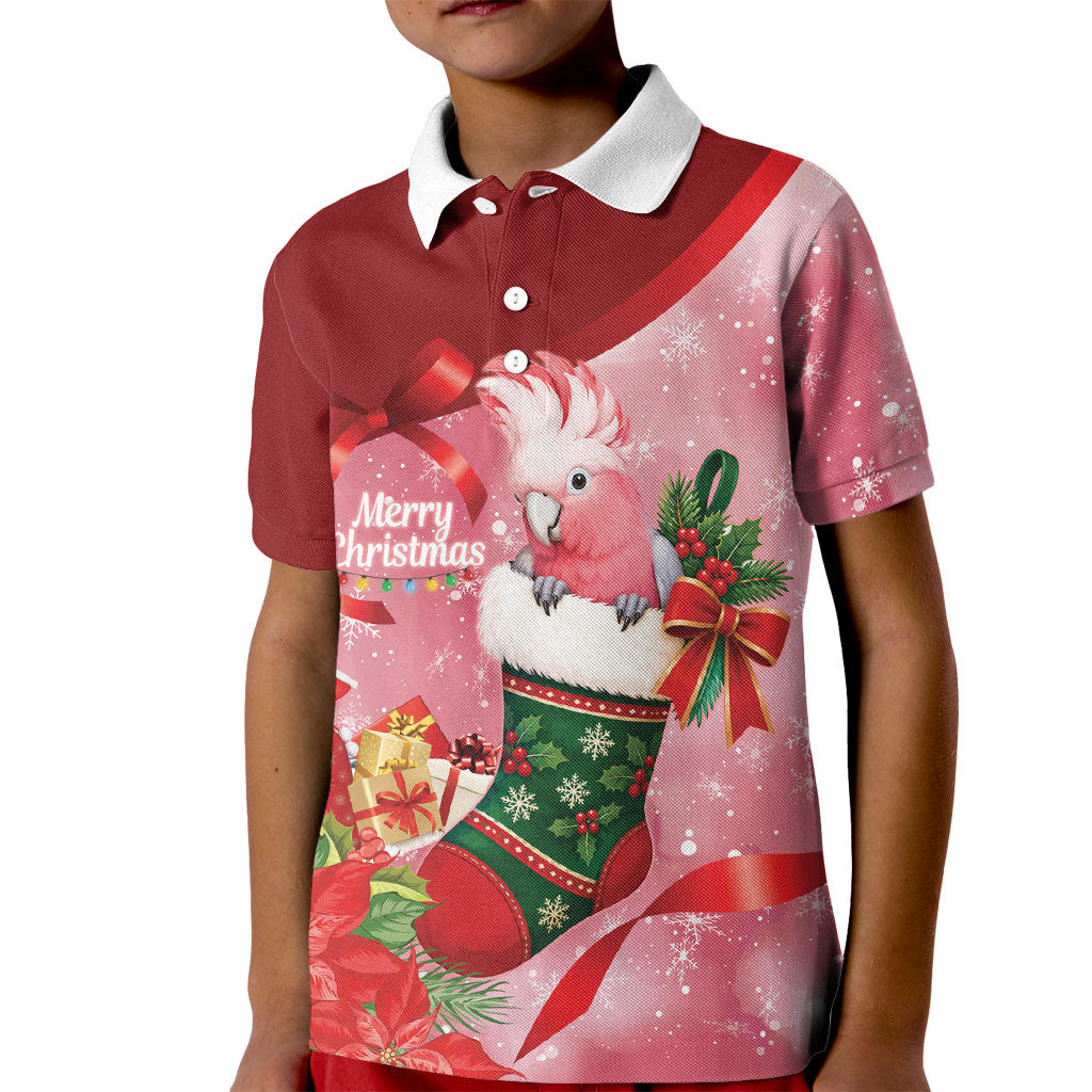 Pink Galah Cockatoo Christmas Australia Kid Polo Shirt Aussie Xmas Sock Coquette Bow