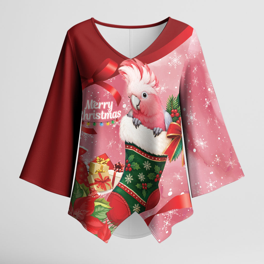 Pink Galah Cockatoo Christmas Australia Kimono Sleeve Blouse Aussie Xmas Sock Coquette Bow