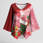 Pink Galah Cockatoo Christmas Australia Kimono Sleeve Blouse Aussie Xmas Sock Coquette Bow