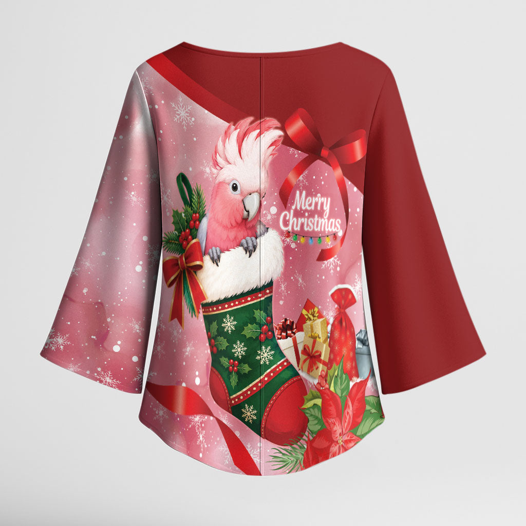 Pink Galah Cockatoo Christmas Australia Kimono Sleeve Blouse Aussie Xmas Sock Coquette Bow