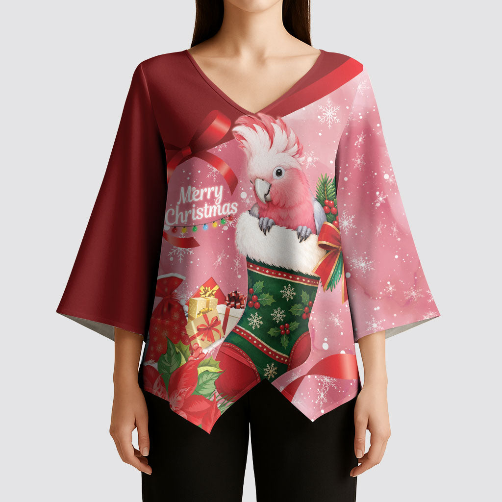 Pink Galah Cockatoo Christmas Australia Kimono Sleeve Blouse Aussie Xmas Sock Coquette Bow