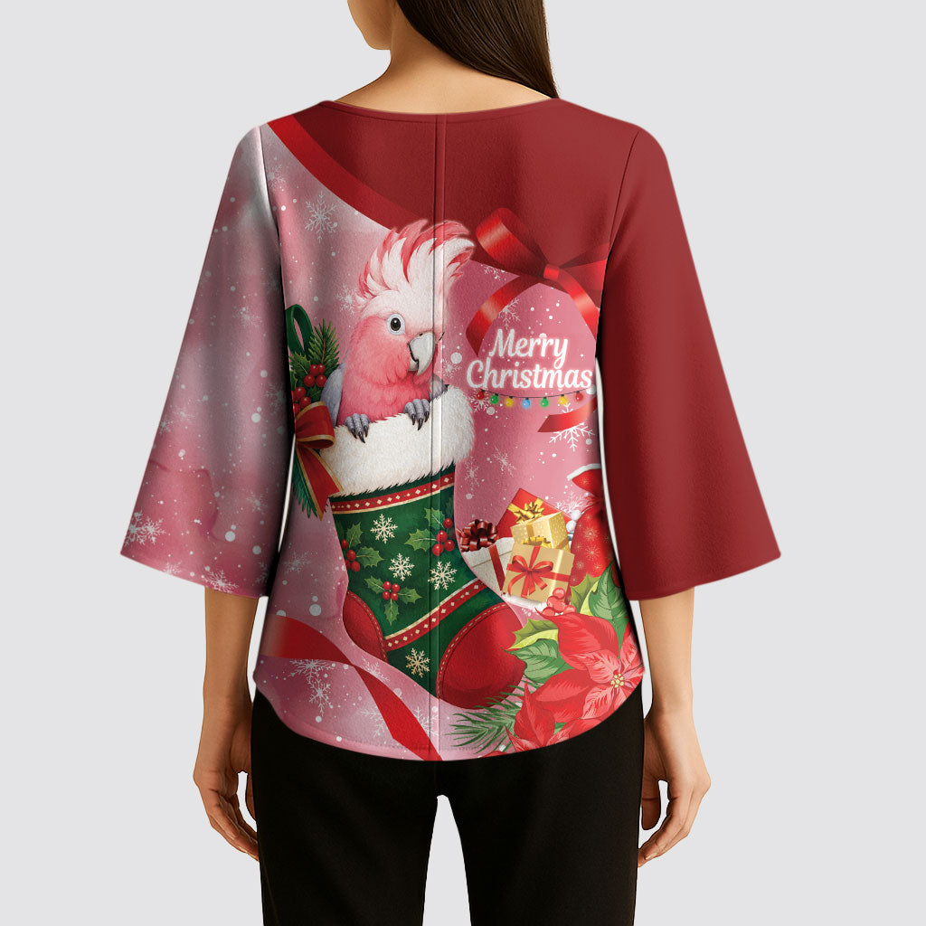 Pink Galah Cockatoo Christmas Australia Kimono Sleeve Blouse Aussie Xmas Sock Coquette Bow