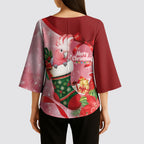 Pink Galah Cockatoo Christmas Australia Kimono Sleeve Blouse Aussie Xmas Sock Coquette Bow