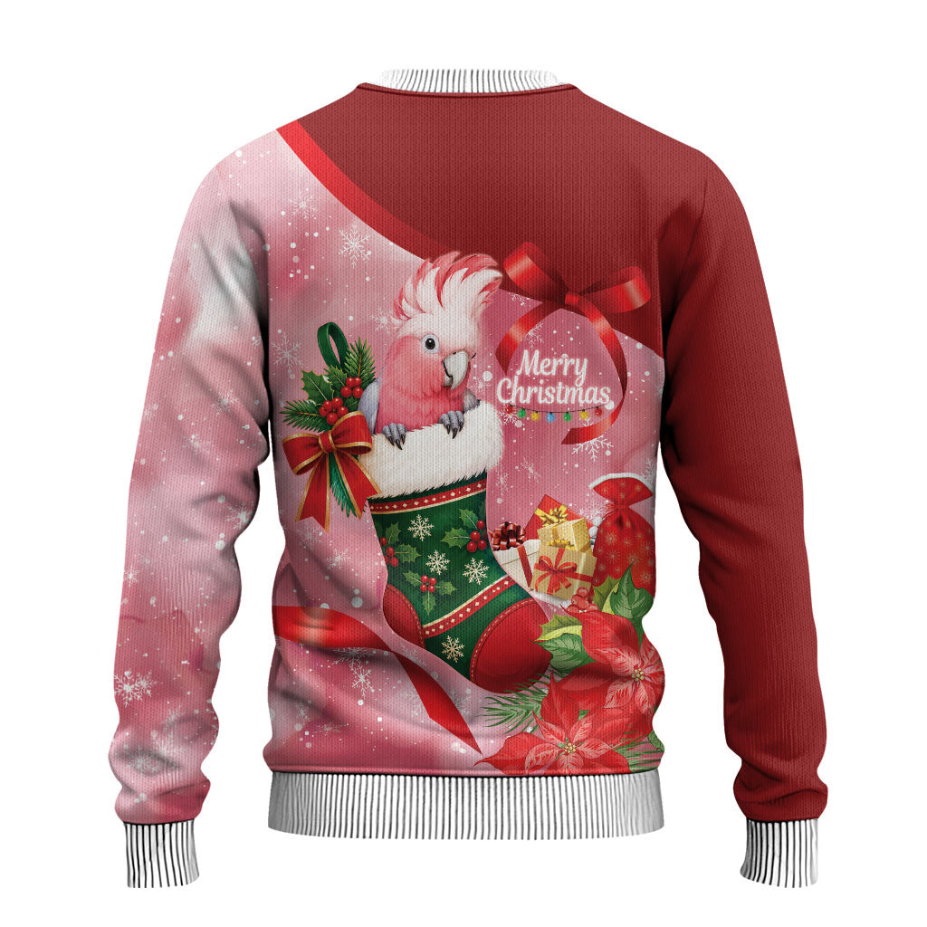Pink Galah Cockatoo Christmas Australia Ugly Christmas Sweater Aussie Xmas Sock Coquette Bow