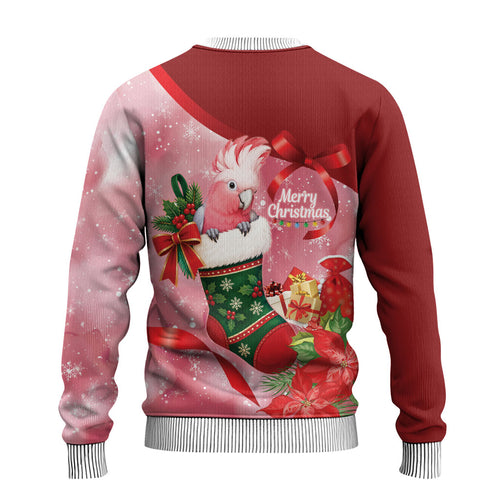Pink Galah Cockatoo Christmas Australia Ugly Christmas Sweater Aussie Xmas Sock Coquette Bow