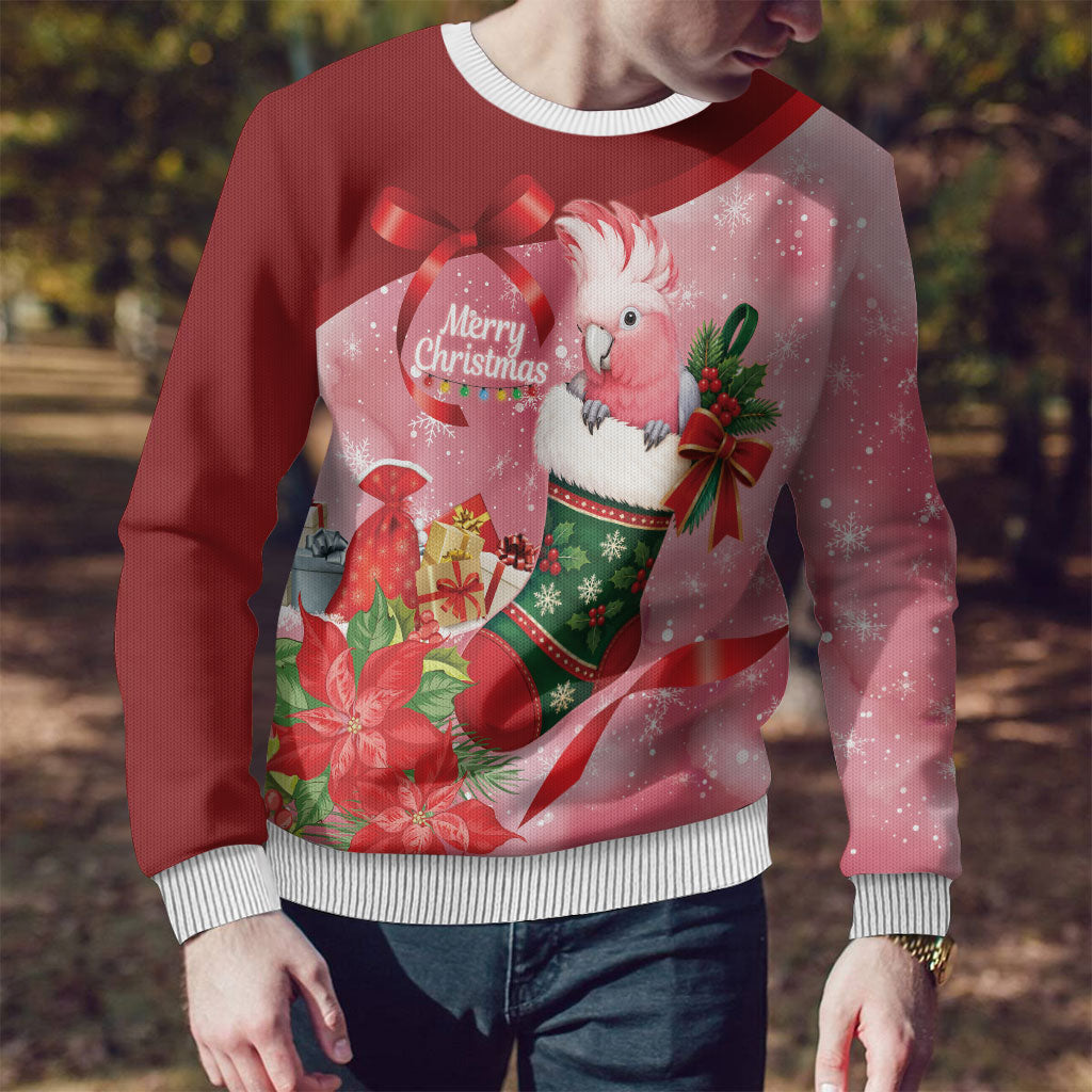 Pink Galah Cockatoo Christmas Australia Ugly Christmas Sweater Aussie Xmas Sock Coquette Bow