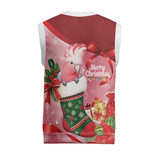 Pink Galah Cockatoo Christmas Australia Christmas Knitted V-Neck Vest Aussie Xmas Sock Coquette Bow