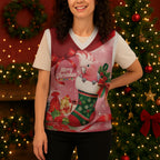Pink Galah Cockatoo Christmas Australia Christmas Knitted V-Neck Vest Aussie Xmas Sock Coquette Bow