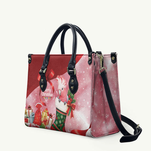 Pink Galah Cockatoo Christmas Australia Leather Bag Aussie Xmas Sock Coquette Bow