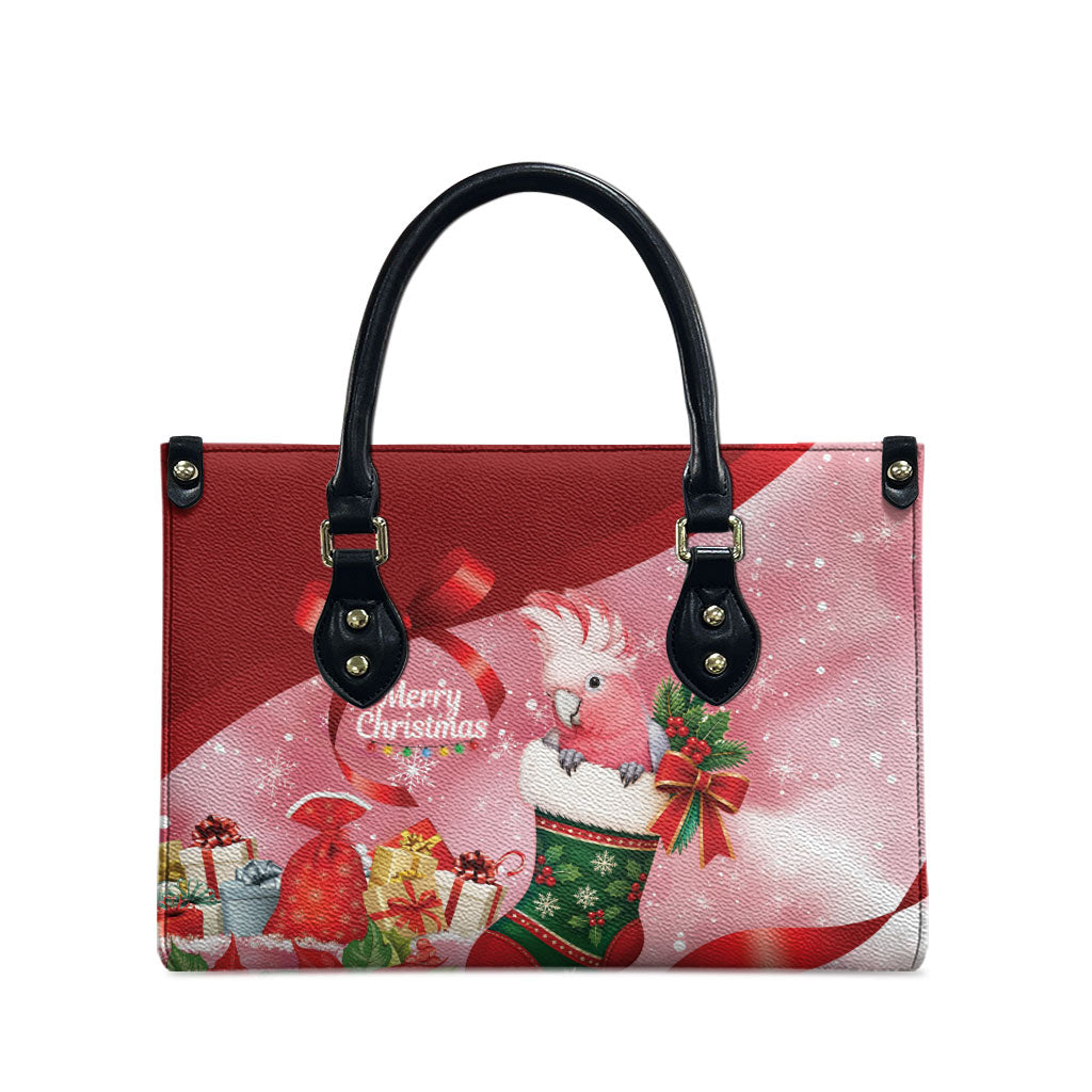 Pink Galah Cockatoo Christmas Australia Leather Bag Aussie Xmas Sock Coquette Bow