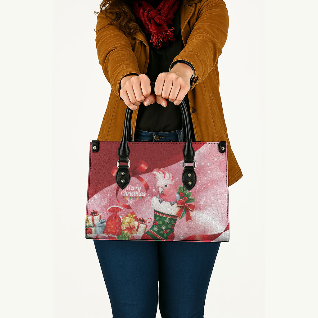 Pink Galah Cockatoo Christmas Australia Leather Bag Aussie Xmas Sock Coquette Bow