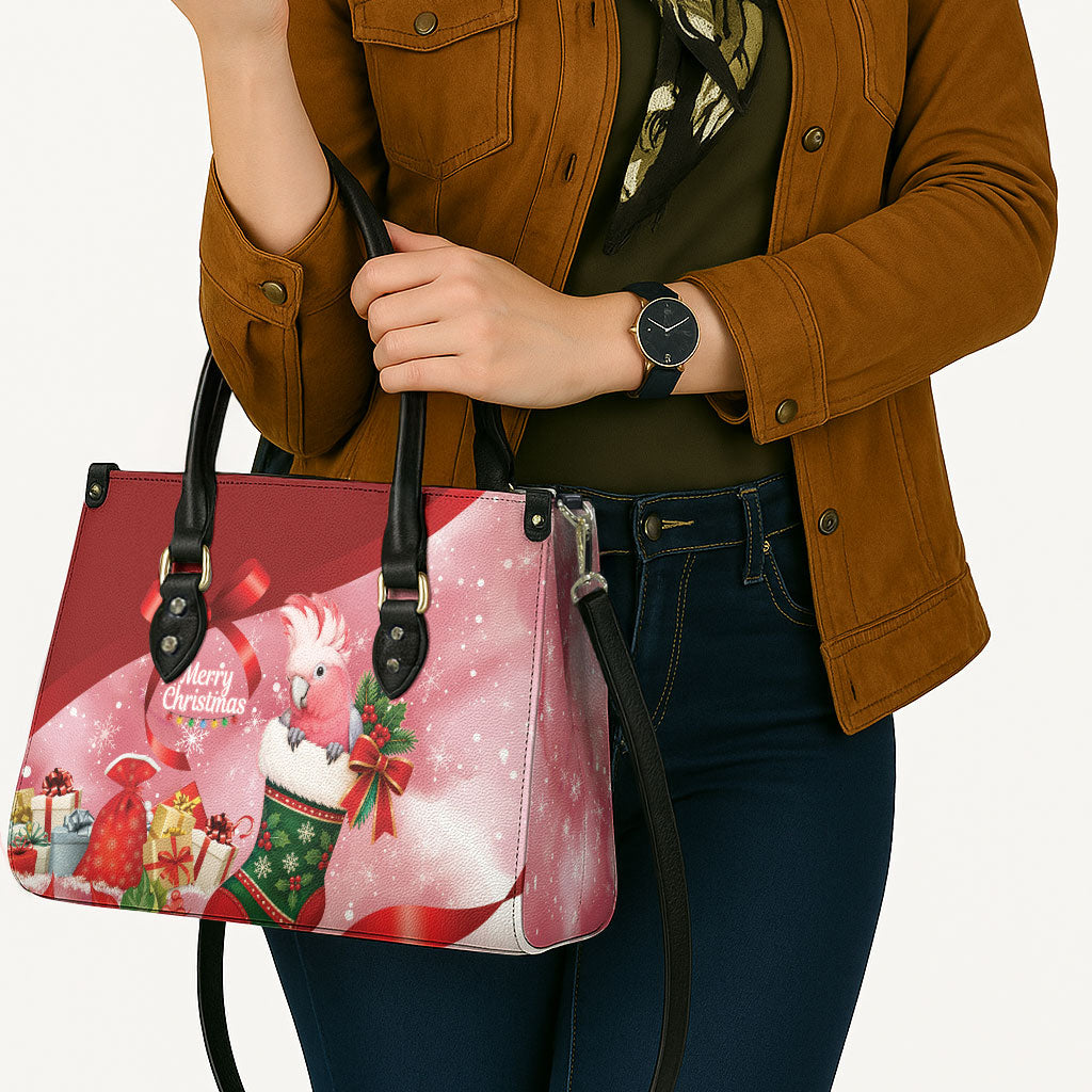 Pink Galah Cockatoo Christmas Australia Leather Bag Aussie Xmas Sock Coquette Bow