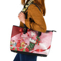 Pink Galah Cockatoo Christmas Australia Leather Tote Bag Aussie Xmas Sock Coquette Bow