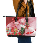 Pink Galah Cockatoo Christmas Australia Leather Tote Bag Aussie Xmas Sock Coquette Bow