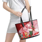 Pink Galah Cockatoo Christmas Australia Leather Tote Bag Aussie Xmas Sock Coquette Bow