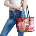 Pink Galah Cockatoo Christmas Australia Leather Tote Bag Aussie Xmas Sock Coquette Bow
