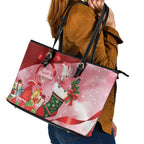 Pink Galah Cockatoo Christmas Australia Leather Tote Bag Aussie Xmas Sock Coquette Bow