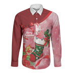Pink Galah Cockatoo Christmas Australia Long Sleeve Button Shirt Aussie Xmas Sock Coquette Bow