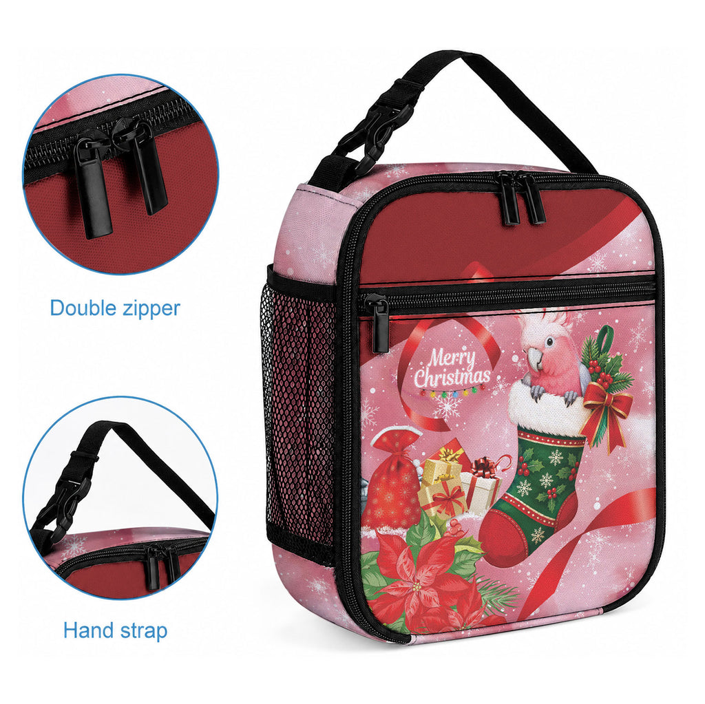 Pink Galah Cockatoo Christmas Australia Lunch Bag Aussie Xmas Sock Coquette Bow