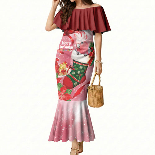 Pink Galah Cockatoo Christmas Australia Mermaid Dress Aussie Xmas Sock Coquette Bow