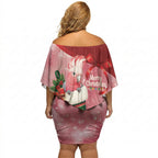 Pink Galah Cockatoo Christmas Australia Off Shoulder Short Dress Aussie Xmas Sock Coquette Bow