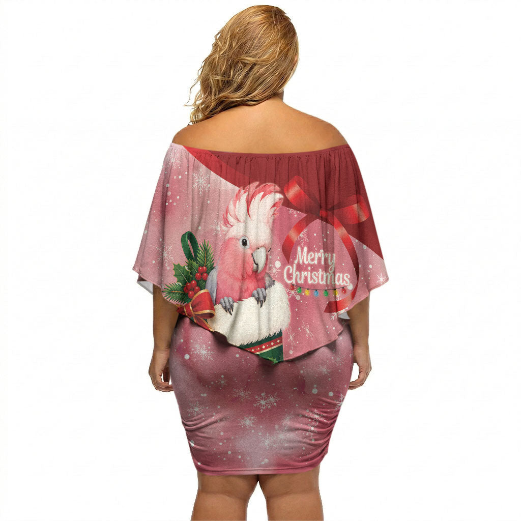 Pink Galah Cockatoo Christmas Australia Off Shoulder Short Dress Aussie Xmas Sock Coquette Bow