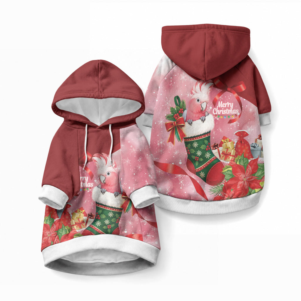 Pink Galah Cockatoo Christmas Australia Pet Hoodie Aussie Xmas Sock Coquette Bow